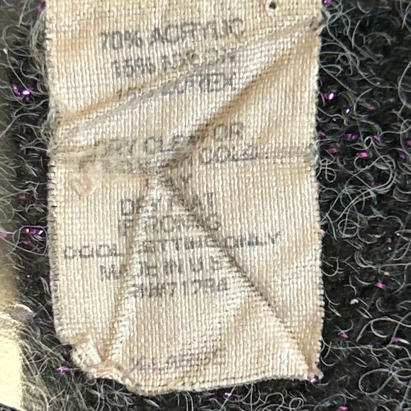 Eye Candy Vintage Fuzzy Metallic Shimmer Boat Neck Bell Gray Size L Sweater Goth - Picture 4 of 8